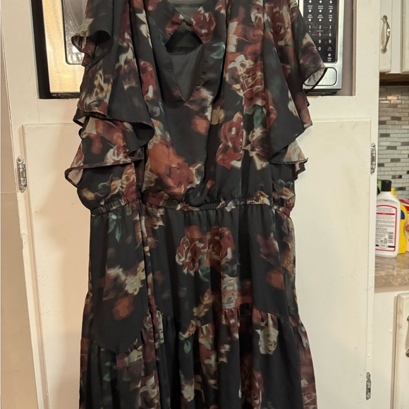 torrid Dresses & Skirts - “Dark Roses” Floral Ruffle Sleeve Dress